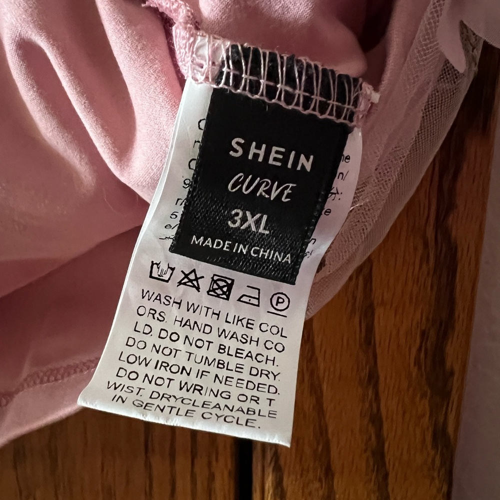 Shein Curve - very pretty Pink floral baby doll top 3X - Picture 4 of 5
